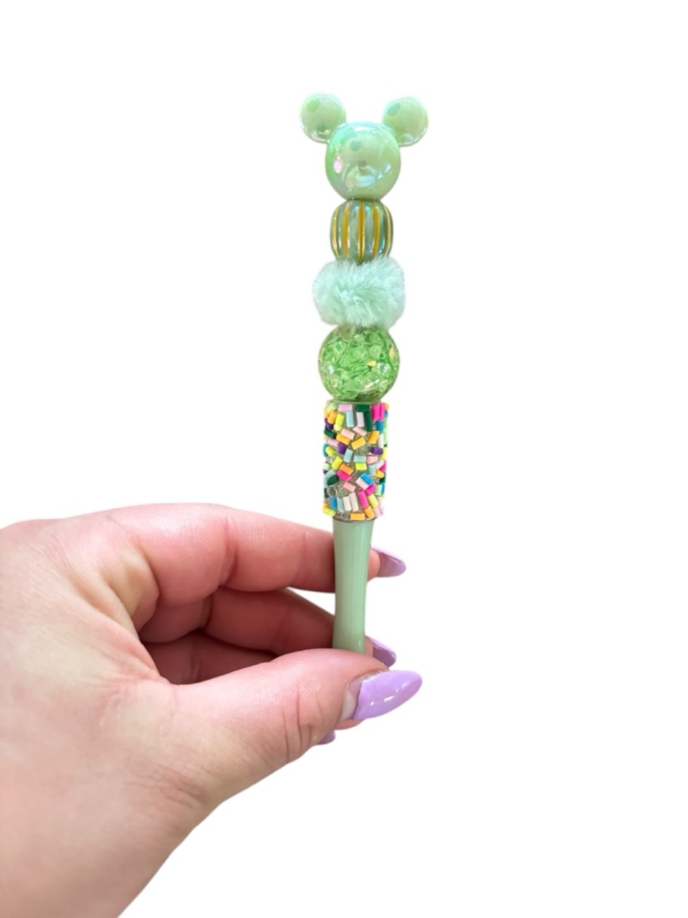 Green Mouse Head Sprinkle Pen Handmade By AB INKS HANDMADE EXPRESSIONS
